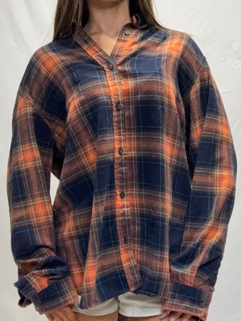 Goodfellow orange & blue flannel shirt